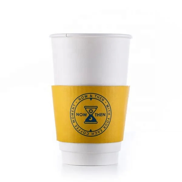 Manica di tazza di carta ecologica e conveniente con resistenza al calore e design dei pulsanti
