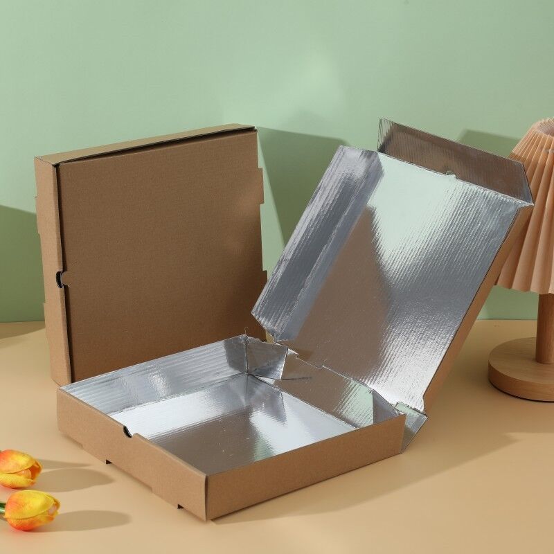 Scatole per pizza ¥ 7, 8, 9, 10, 12 pollici Scatole di imballaggio Kraft per pizza usa e getta, contenitori per pizza in foglio di alluminio
