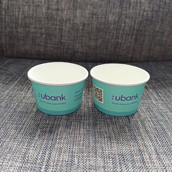 Coppe di gelato usa e getta con coperchio Contenitori di post-pasto surgelati stampati in PP / carta su misura per gelato, yogurt e takeawayCuppe di gelato usa e getta con coperchio