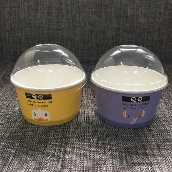 Coppe di gelato usa e getta con coperchio Contenitori di post-pasto surgelati stampati in PP / carta su misura per gelato, yogurt e takeawayCuppe di gelato usa e getta con coperchio