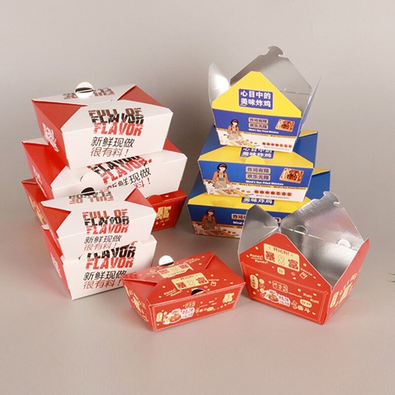 Scatole di pollo automatico a riempimento    Contenitori per pollo fritto, ali, bastoncini e tagliatelle resistenti al grasso (ingrosso)